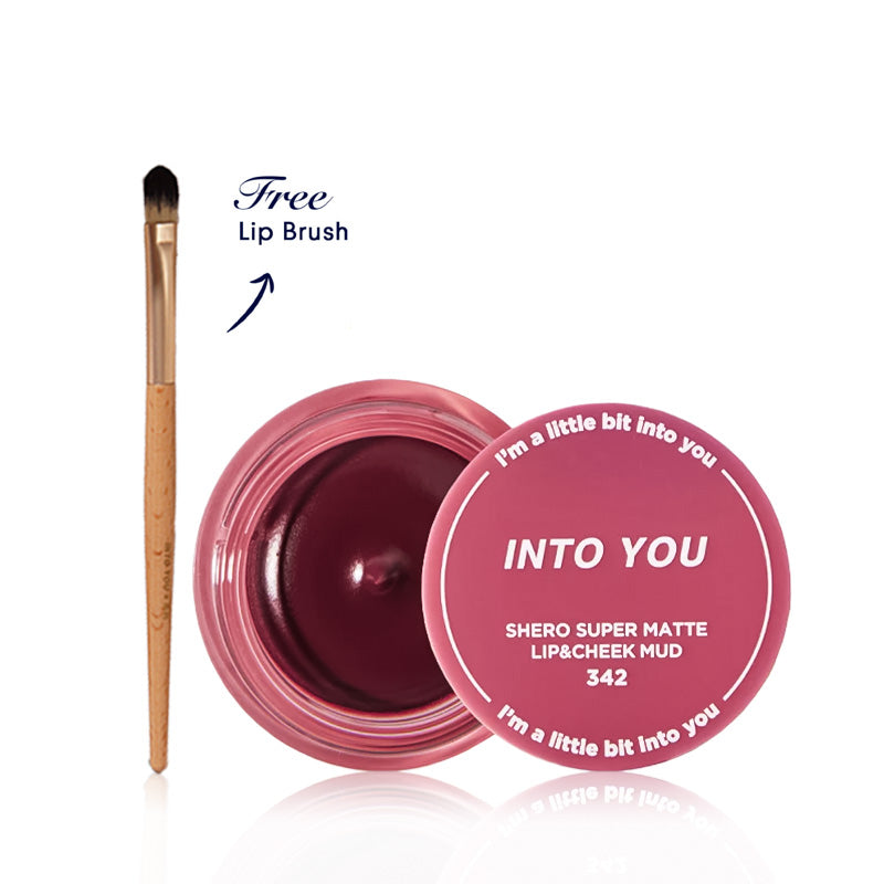 INTO YOU Canned Lip & Cheek Mud With Brush-302-Velvet Red
