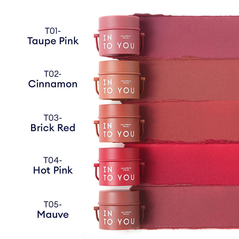 INTO YOU Barreled Matte Lip & Cheek Mud With Brush-T01 - Taupe Pink