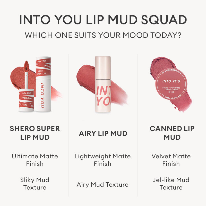 INTO YOU Shero Super Matte Lip & Cheek Mud-EM01-Red Brown