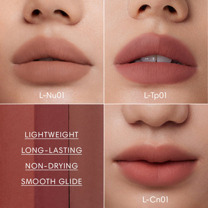 INTO YOU Light Long-lasting Matte Liquid Lipstick 3pc Bundle - Nu01 & Tp01 & Cn01-